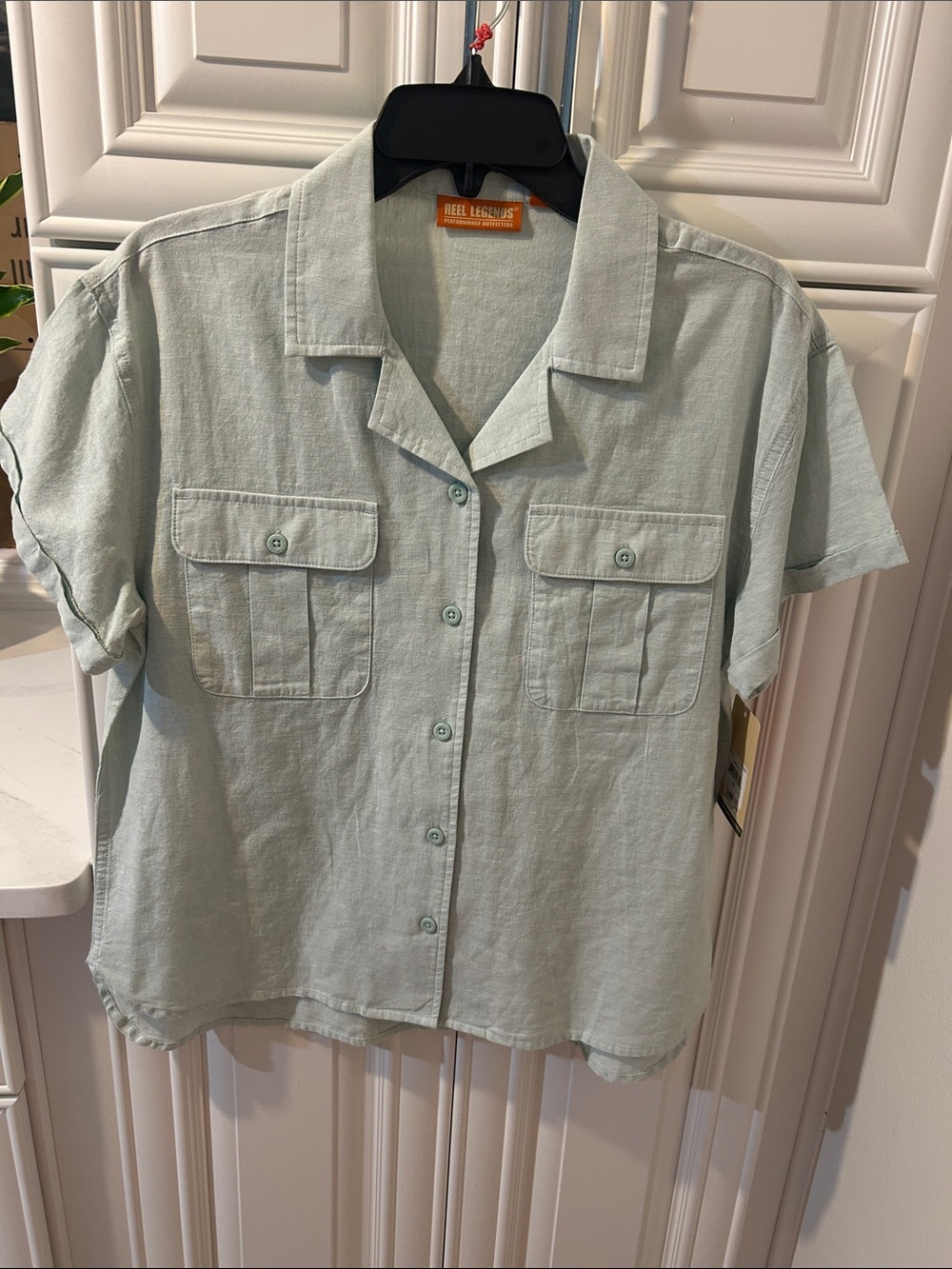 Reel Legends Sage Green Short-Sleeve Button Front Shirt